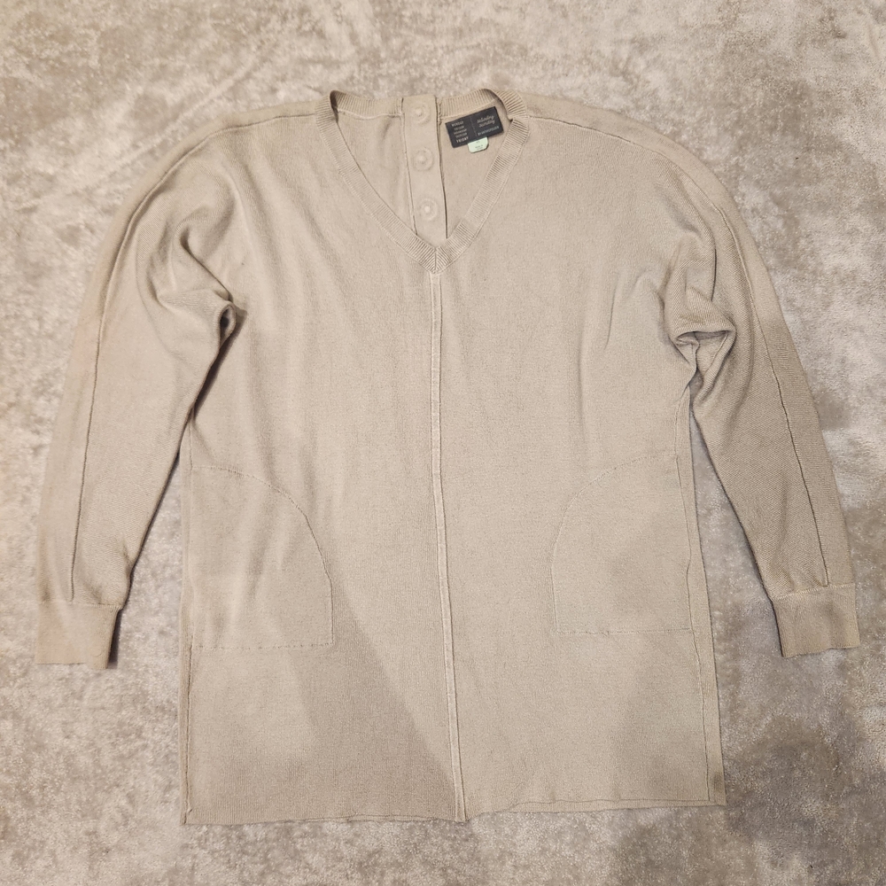 Saturday Sunday By Anthropologie Light Beige V-neck Tunic Sweater